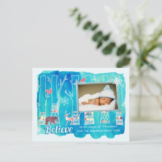信じフェスティバルウッドランドウォーターカラーホリデーフォト シーズンポストカード (スタンド正面)