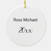 信じベビーのクリスマス写真（名前と年） セラミックオーナメント (裏面)