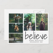 信じモダンタイポグラフィHoliday Five Photos シーズンポストカード (正面/裏面)