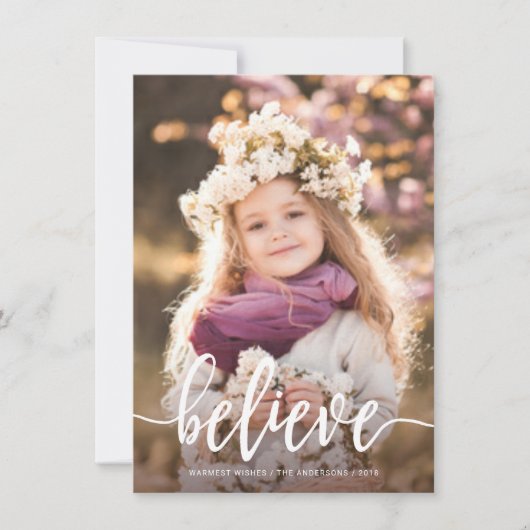 信じモダン手書きのクリスマス写真 シーズンカード (正面)