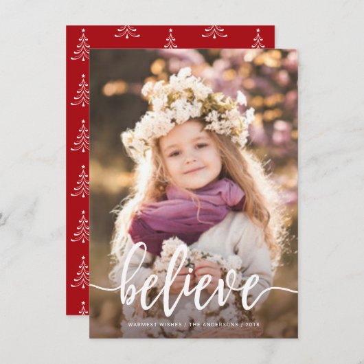 信じモダン手書きのクリスマス写真 シーズンカード (正面/裏面)