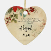 '信じ'ヴィンテージポインセチア聖書聖句 セラミックオーナメント (裏面)