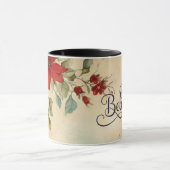 '信じ'ヴィンテージレッドポインセチアフローラクリスマス マグカップ (中央)