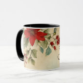 '信じ'ヴィンテージレッドポインセチアフローラクリスマス マグカップ (正面左)