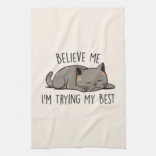 信じ寝猫を最高の試す キッチンタオル (縦)