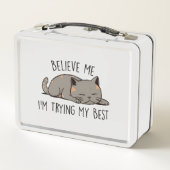 信じ寝猫を最高の試す メタルランチボックス (裏面)