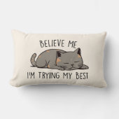 信じ寝猫を最高の試す ランバークッション (正面)