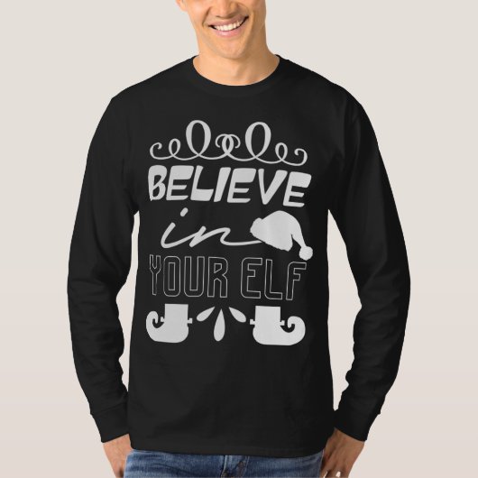 信じ小妖精や小人 – クリスマスおもしろい Tシャツ (正面)
