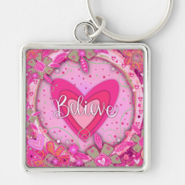 信じ感動的ハートかわいらしフローラ キーホルダー