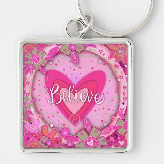 信じ感動的ハートかわいらしフローラ キーホルダー (正面)