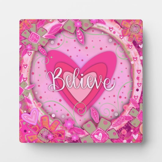 信じ感動的ハートかわいらしフローラ フォトプラーク (正面)
