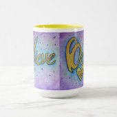 信じ感動的ハートワードアートコーヒーマグ マグカップ (中央)