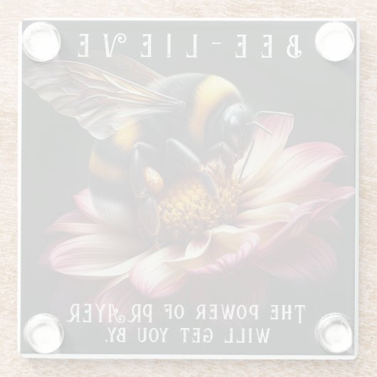 信じ感動的祈りの言葉ビー ガラスコースター (裏面)