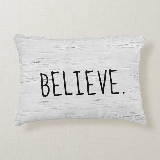 信じ文字オン樺の木ツリーアクセント枕 アクセントクッション (正面)