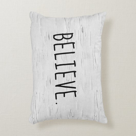 信じ文字オン樺の木ツリーアクセント枕 アクセントクッション (正面(垂直))