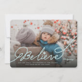 信じ星アクアブルー書道クリスマスフォト シーズンカード (正面)