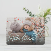 信じ星アクアブルー書道クリスマスフォト シーズンカード (スタンド正面)