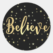 信じ書金ゴールドの封筒用シールまたは ラウンドシール (正面)