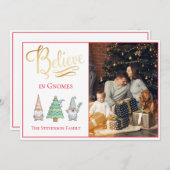 信じ格言金ゴールドスクリプトフォトグリッターホリデー シーズンカード (正面/裏面)