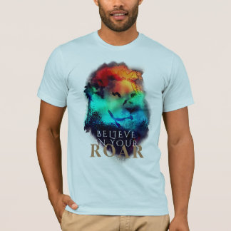 信じ水色のライオンの絵画中 Tシャツ