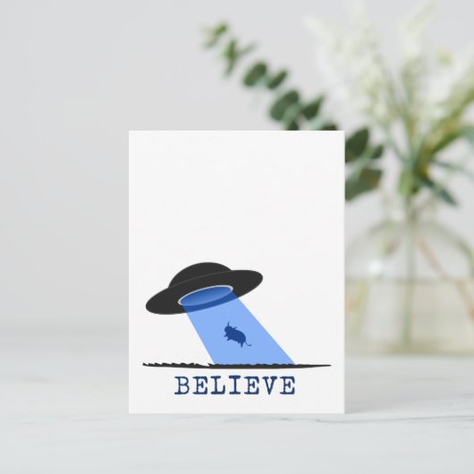 (信じ牛を巻き上げるUFO) ポストカード (スタンド正面)