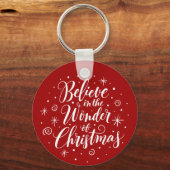 信じ疑問に思スのレタリングラウンド キーホルダー (正面)