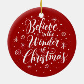 信じ疑問に思スのレタリングラウンド セラミックオーナメント (裏面)