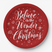 信じ疑問に思レタリングレッド ペーパープレート (正面)