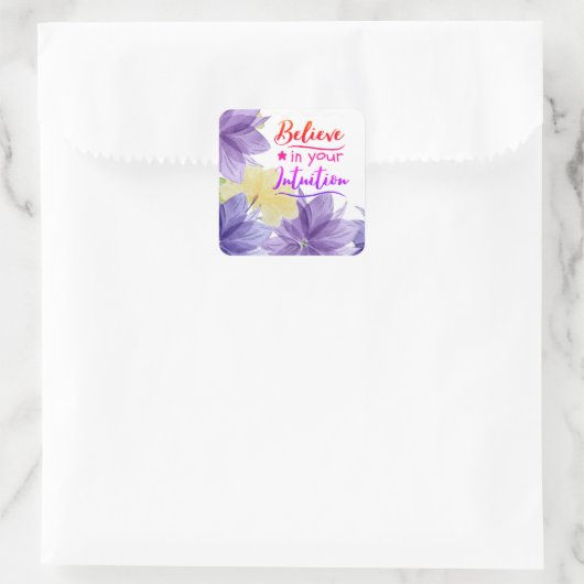 信じ直感の前向き考える引用文 スクエアシール (バッグ)