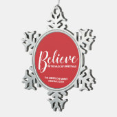 「信じ聖降誕祭の魔法の中で」フェスティバル・レッド スノーフレークピューターオーナメント (右)