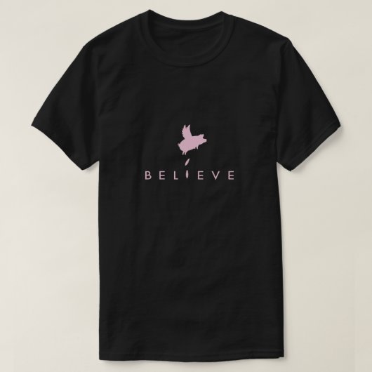 信じ落ちるブタの羽 Tシャツ (デザイン正面)