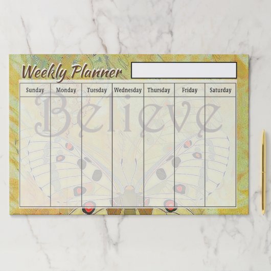 信じ蝶の週間プランナー ペーパーパッド (インサイチュ)