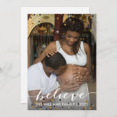 信じ金ゴールドグリッタークリスマスホリデーフォト シーズンカード (正面/裏面)