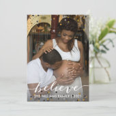 信じ金ゴールドグリッタークリスマスホリデーフォト シーズンカード (スタンド正面)