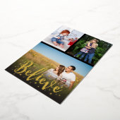 信じ金ゴールドスターのクリスマス3枚 箔シーズンカード (回転した状態)