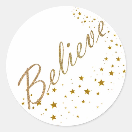 信じ金ゴールドスターのクリスマス ラウンドシール (正面)