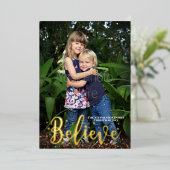 信じ金ゴールドスターズクリスマスフォトホリデーカード 箔シーズンカード (立ち正面)