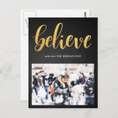 信じ金ゴールドフェイクスクリプトチャルクボード写真 ポストカード (正面/裏面)