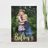 信じ金ゴールド星クリスマス写真 シーズンカード (正面)