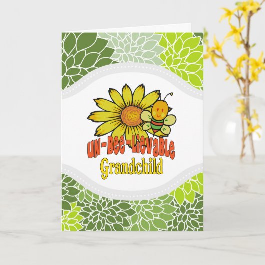 信じ難い孫のヒマワリとミツバチ カード (黄色い花)