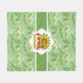 信じ難い孫娘のヒマワリとミツバチ フリースブランケット (正面(横))