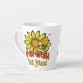 信じ難い最高の友人のヒマワリとミツバチ カフェラテマグ (左アングル)