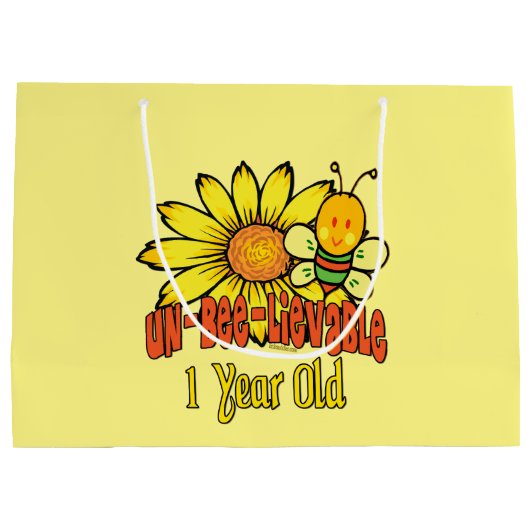 信じ難い1歳-第1誕生日 ラージペーパーバッグ (裏面)