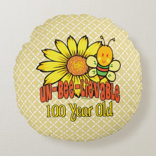 信じ難い100th誕生日- 100歳で ラウンドクッション (正面)