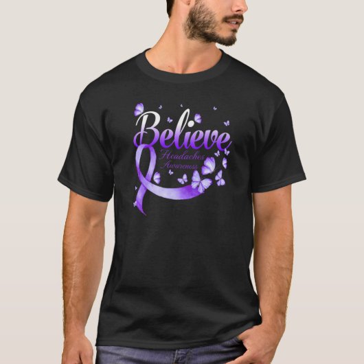 信じ頭痛認識度蝶 Tシャツ (正面)
