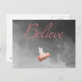 信じ飛んでいる豚はがき ポストカード (正面/裏面)