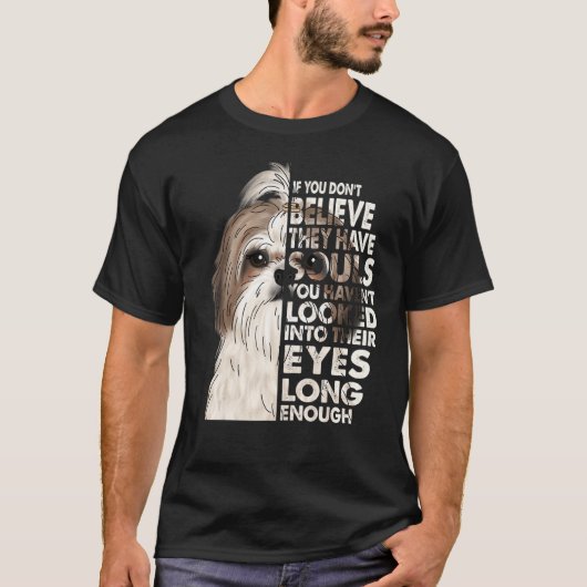 信じ魂ヴィンテージシーズー(犬)tzu顔dog tシャツ (正面)