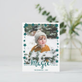 信じ魔法で写真カスタム可愛いクリスマス シーズンポストカード (スタンド正面)