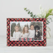 信じ魔法のクリスマス赤い格子模様 シーズンカード (スタンド正面)