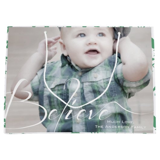 信じ魔法のベビーや母で写真になる ラージペーパーバッグ (正面)